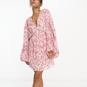 ASOS floral long sleeve trapeze dress